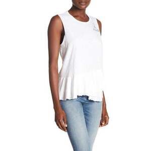 Sundry Ti Amo muscle asymmetric peplum tank top XS